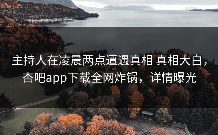 主持人在凌晨两点遭遇真相 真相大白，杏吧app下载全网炸锅，详情曝光